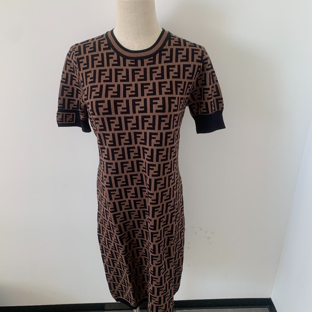 Fendi Black and Brown Forever Dress